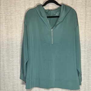 Lane Bryant Livi Soft Women's Sage Green Hoodie 1/4 Zip Sweater Size 22/24